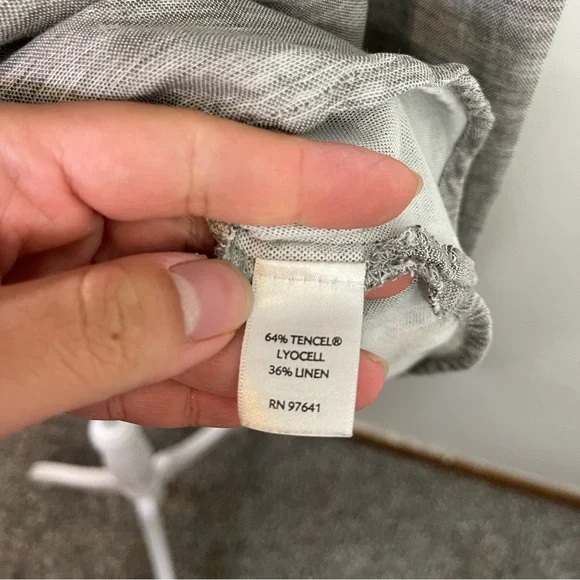 J Jill Womens Med Popover Tunic Shirt Gray Heather L-Sleeve Tencel Linen - Picture 6 of 9